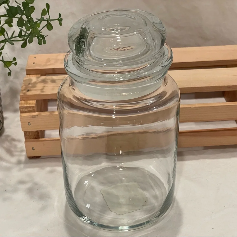 ☀️2/$20 Anchor Hocking Clear Glass Storage Jar with Lid.